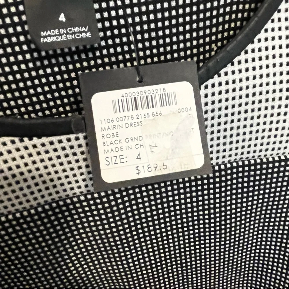 Club Monaco gray, black and white check dress new with tags size 4